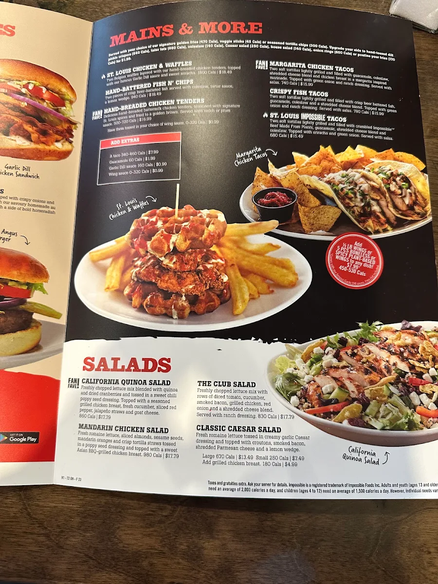 Menu, St. Louis Bar & Grill