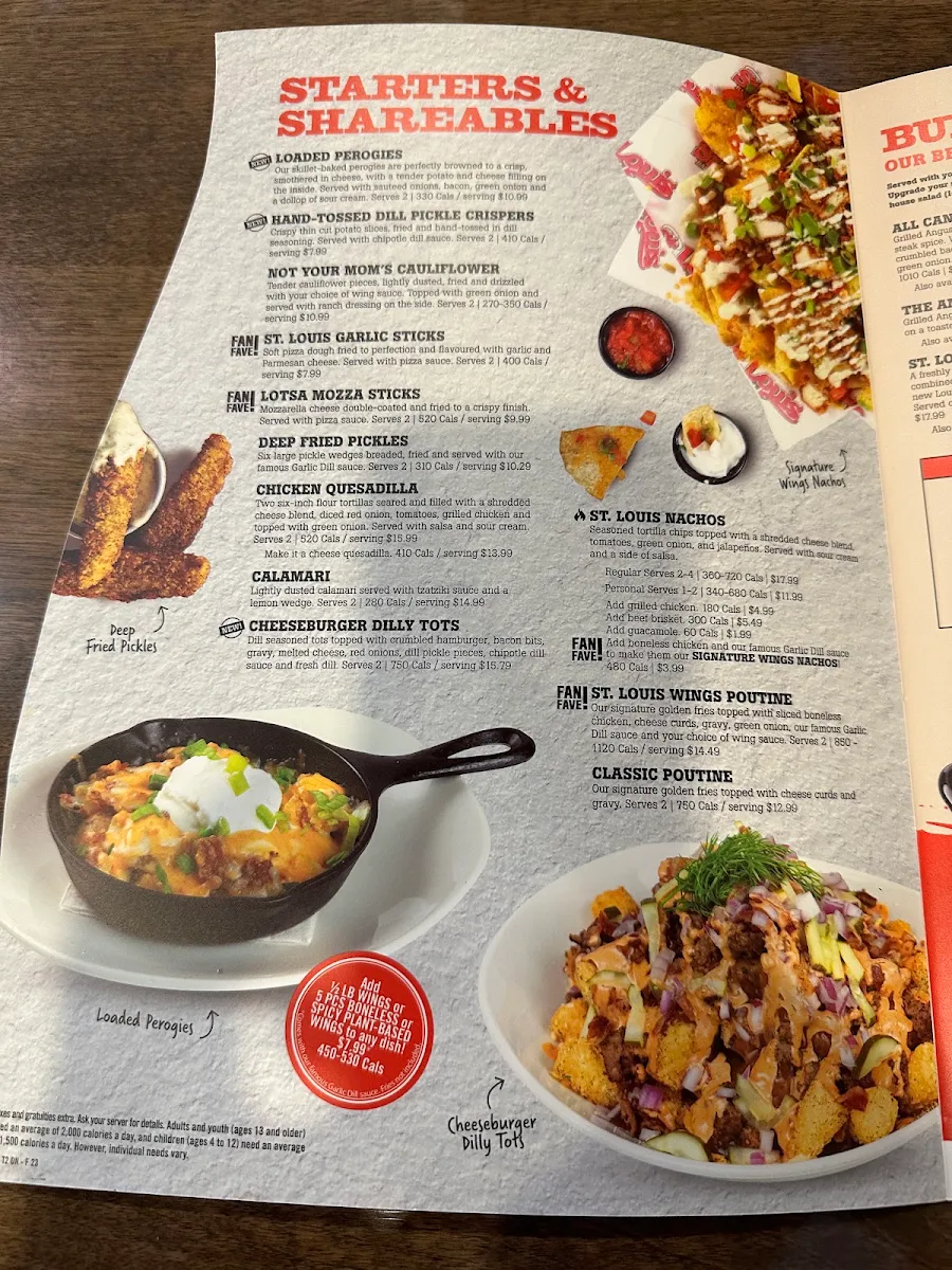 Menu, St. Louis Bar & Grill