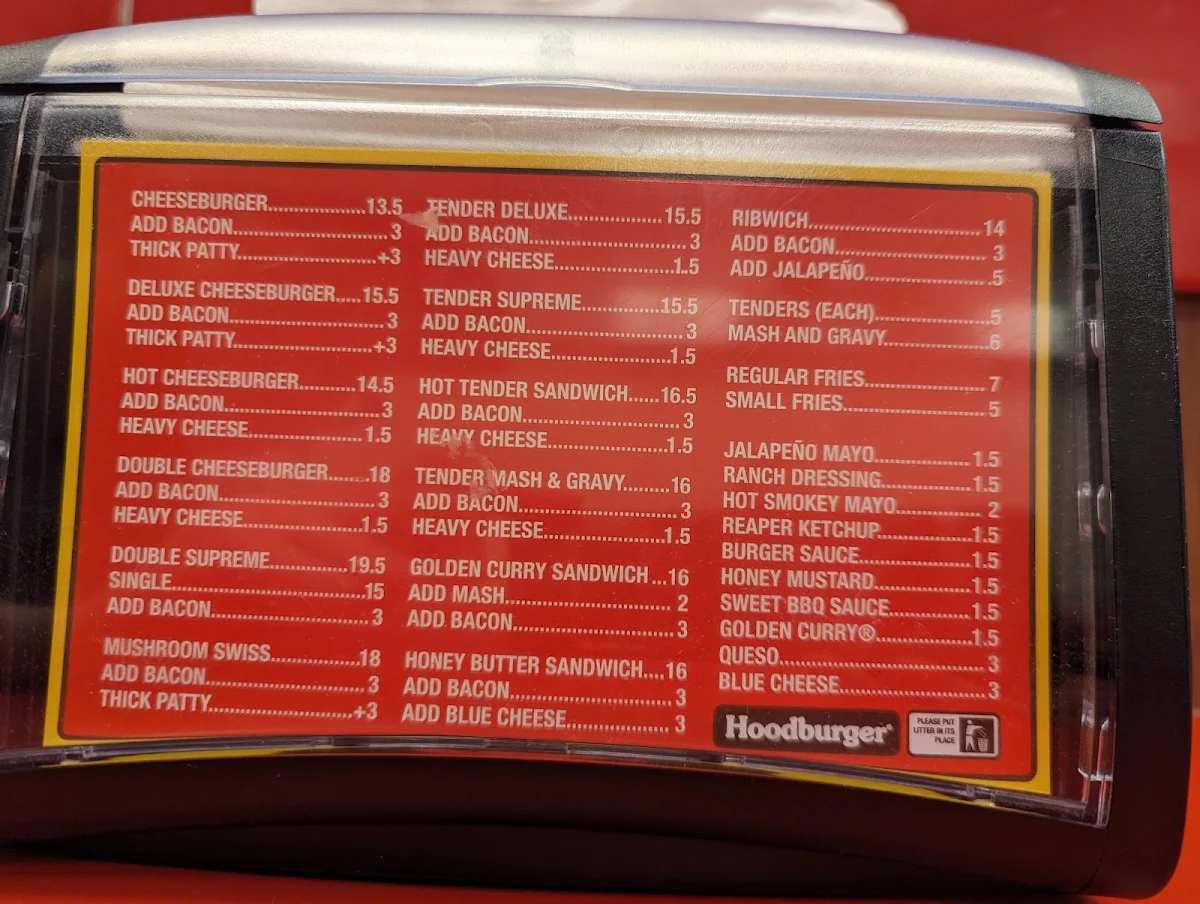 Menu, Hoodburger Applecross