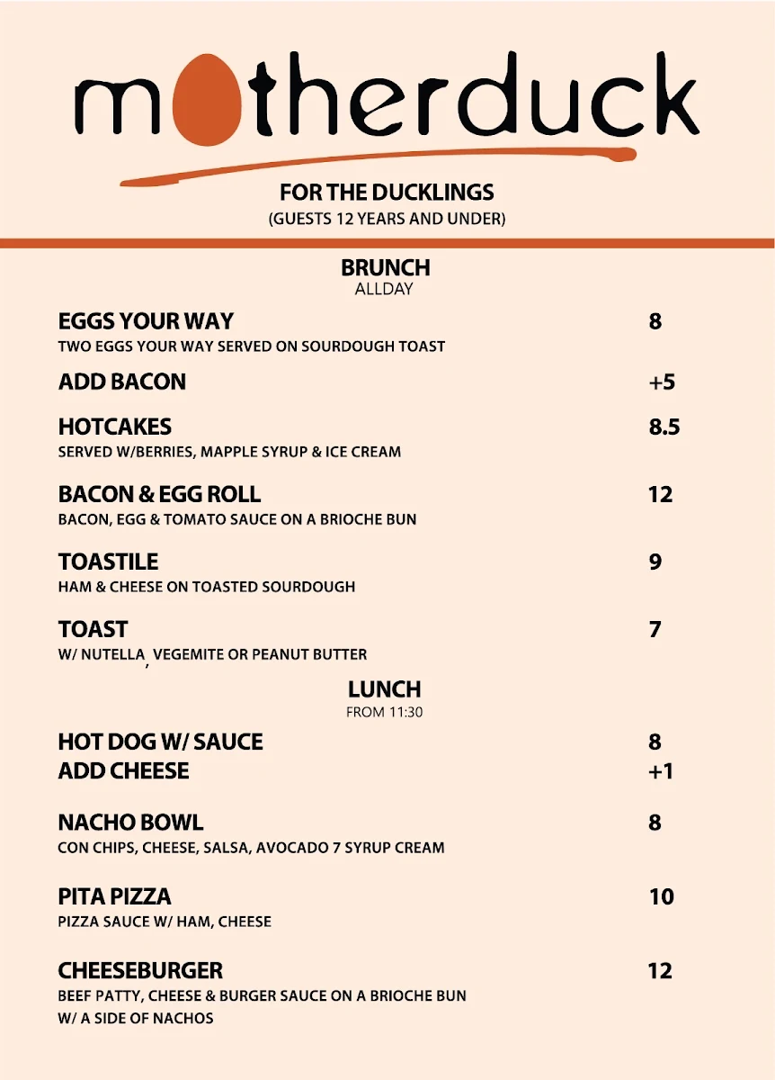 Menu, motherduck
