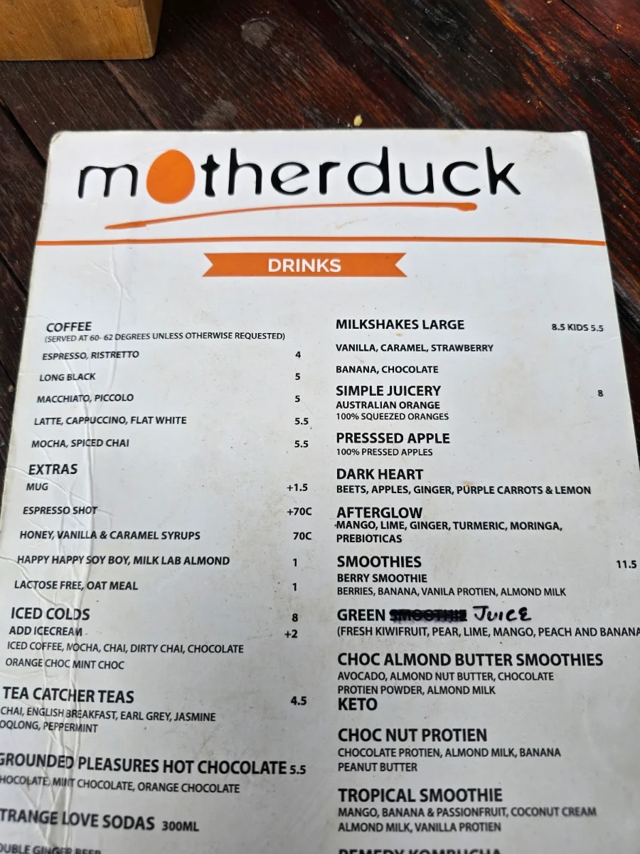 Menu, motherduck