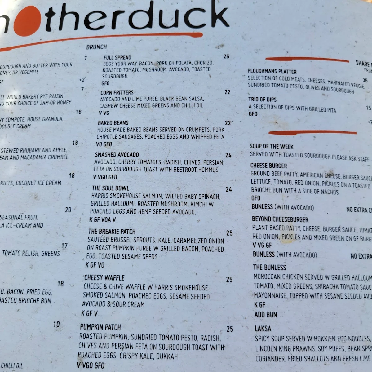 Menu, motherduck
