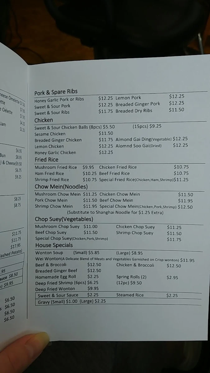 Menu, Golden Chef