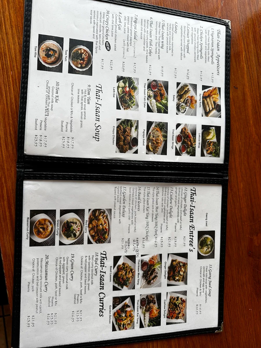 Menu, Thai-Isaan Cuisine and Café