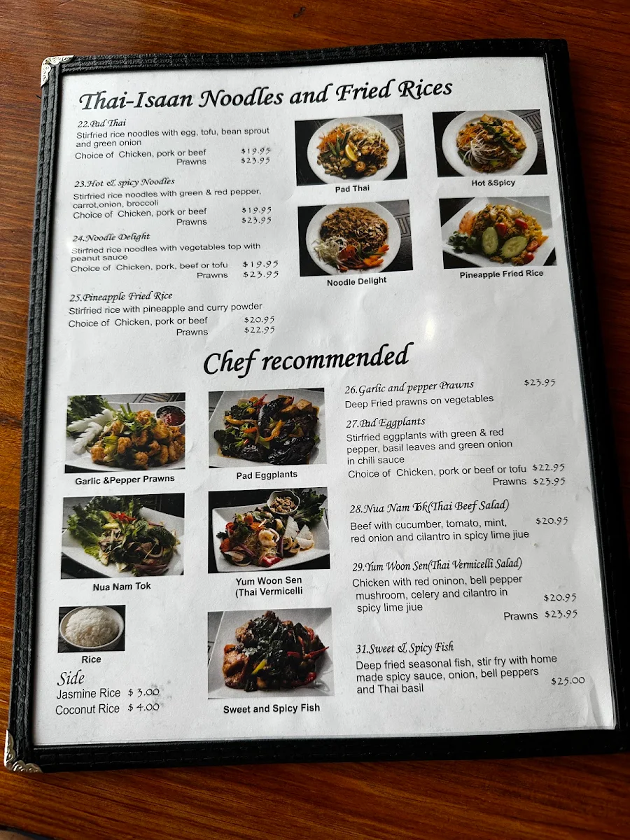 Menu, Thai-Isaan Cuisine and Café