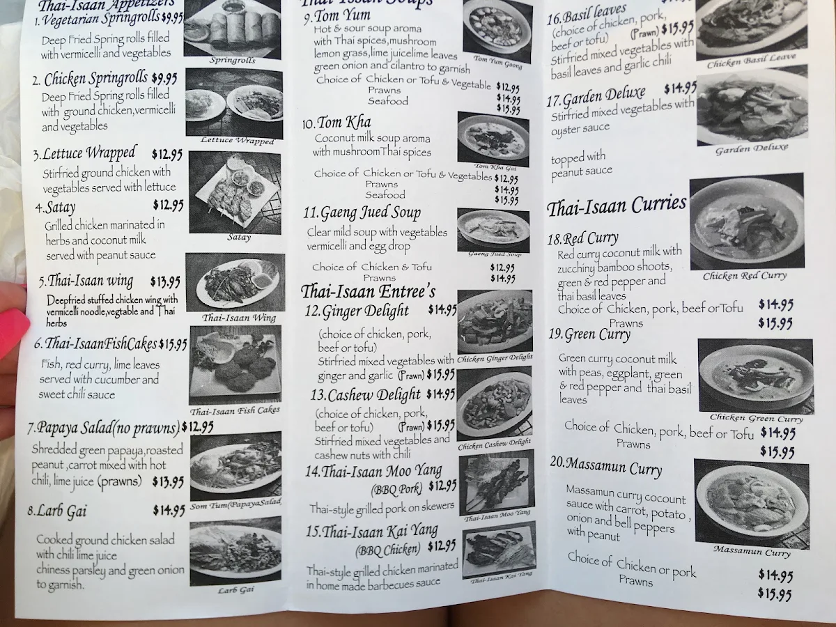 Menu, Thai-Isaan Cuisine and Café