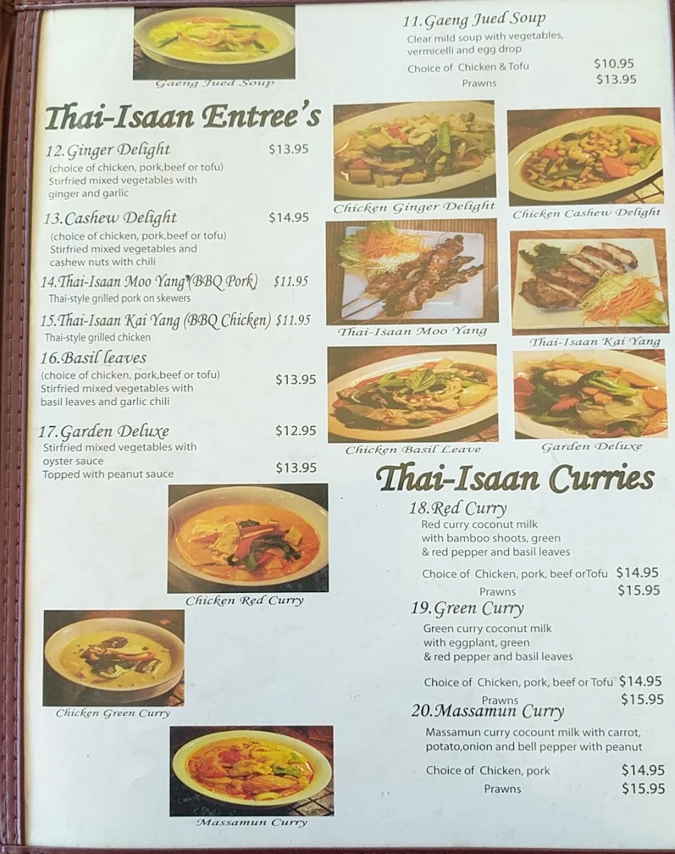 Menu, Thai-Isaan Cuisine and Café