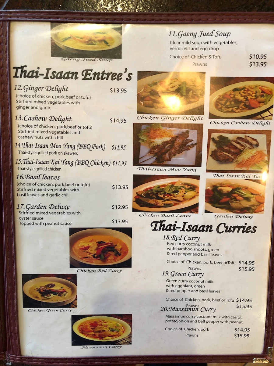 Menu, Thai-Isaan Cuisine and Café