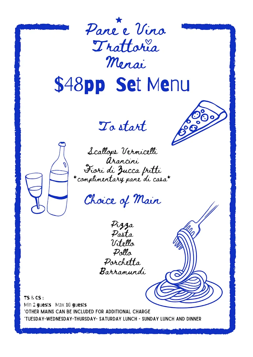 Menu, Pane e Vino Trattoria