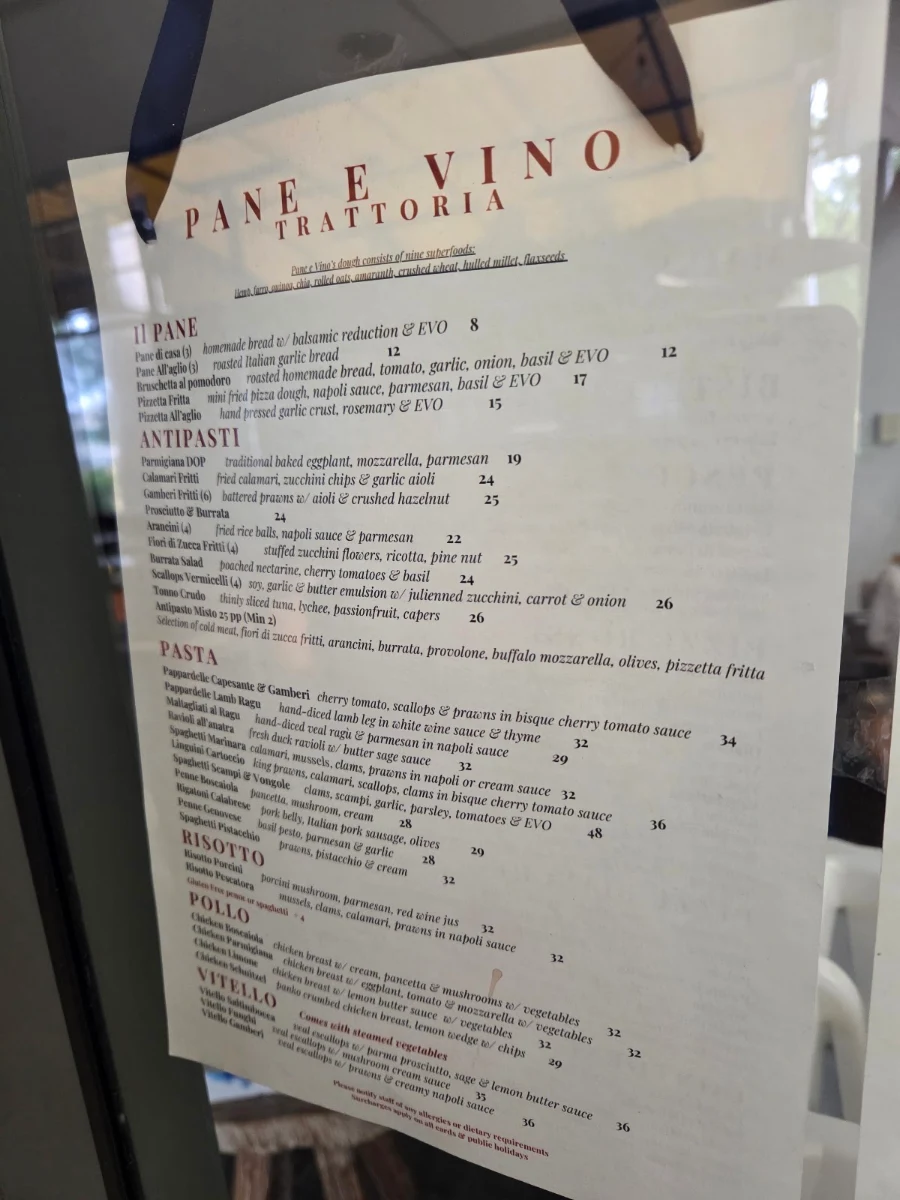 Menu, Pane e Vino Trattoria