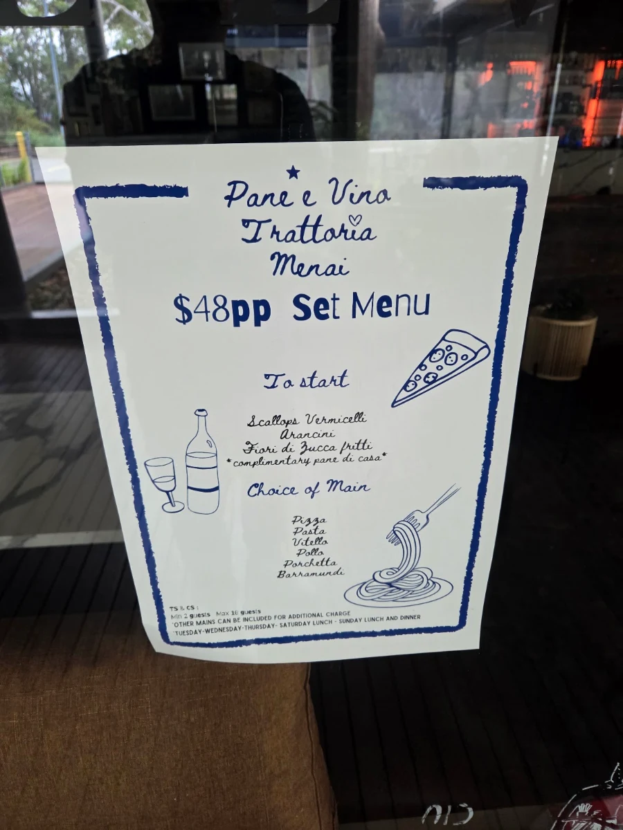 Menu, Pane e Vino Trattoria