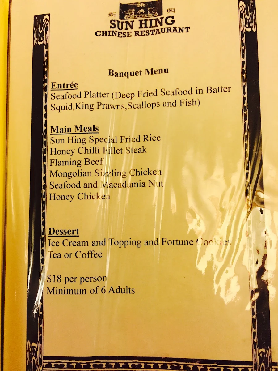 Menu, Sun Hing