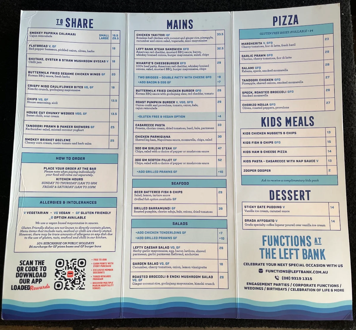 Menu, The Left Bank