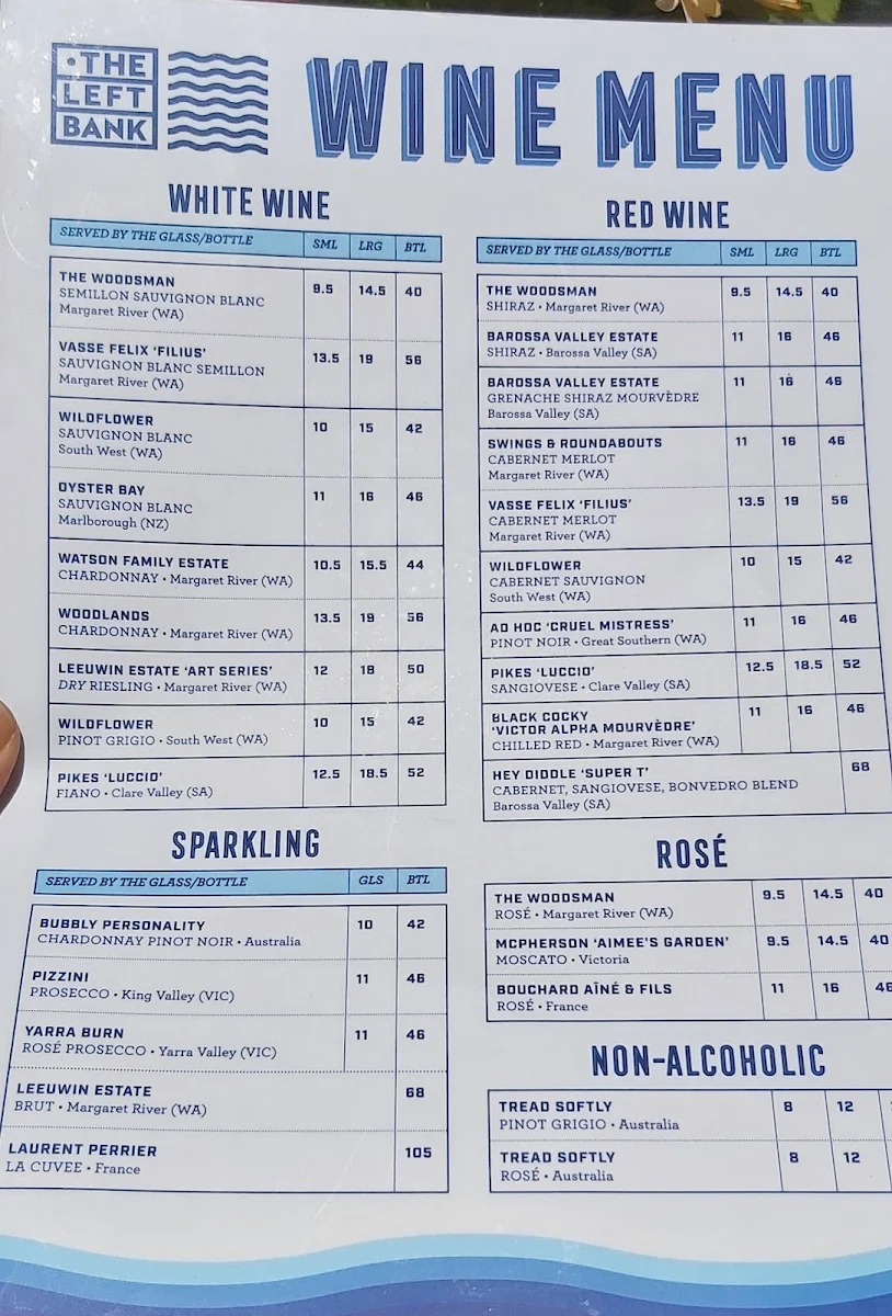 Menu, The Left Bank