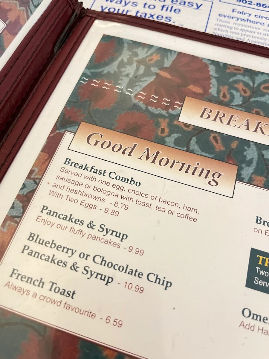 Menu, Crossroads Restaurant