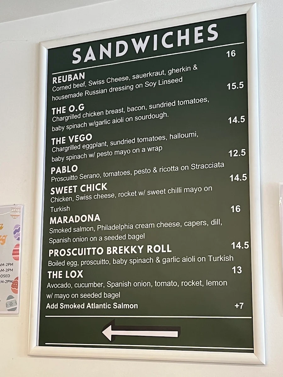 Menu, THE LARK EARLWOOD