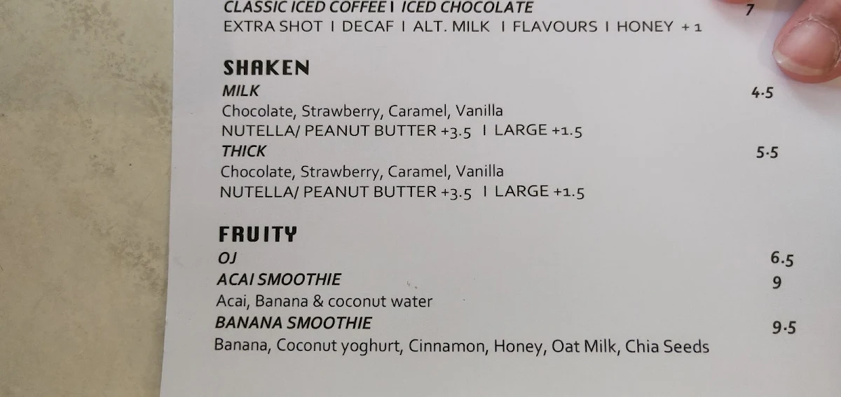 Menu, THE LARK EARLWOOD