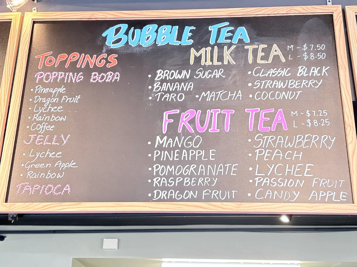 Menu, Blended Beverage Bar