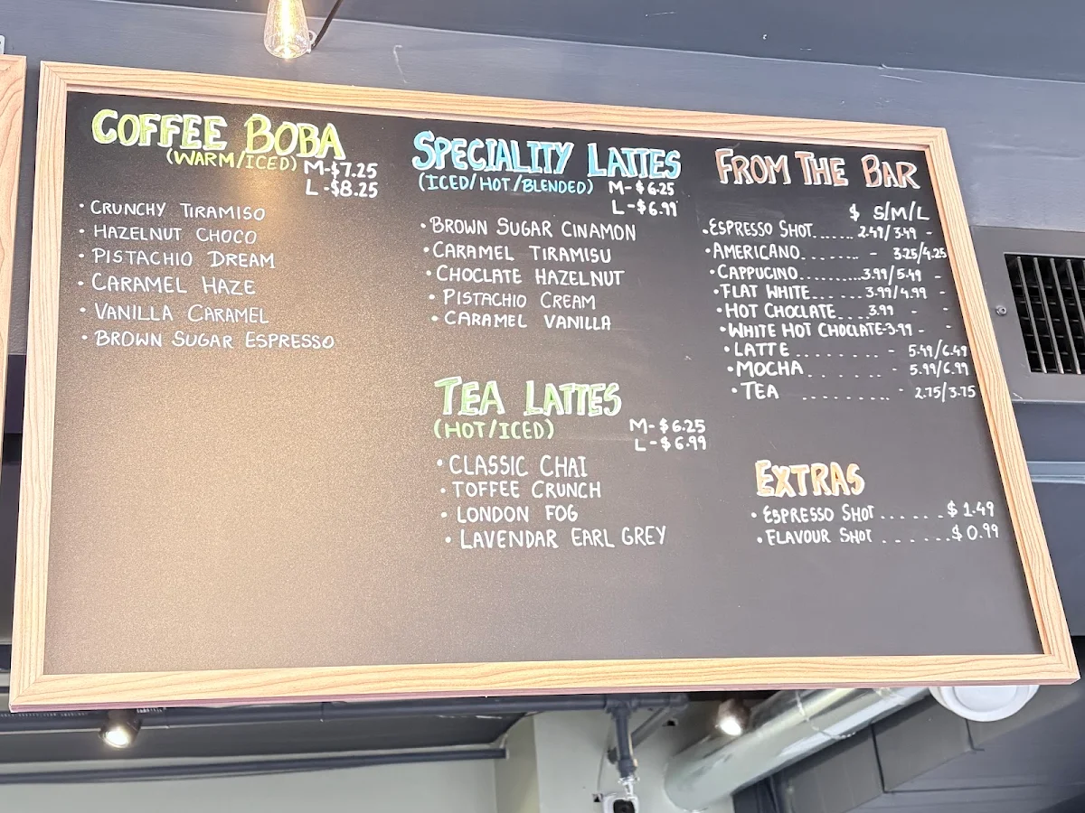 Menu, Blended Beverage Bar