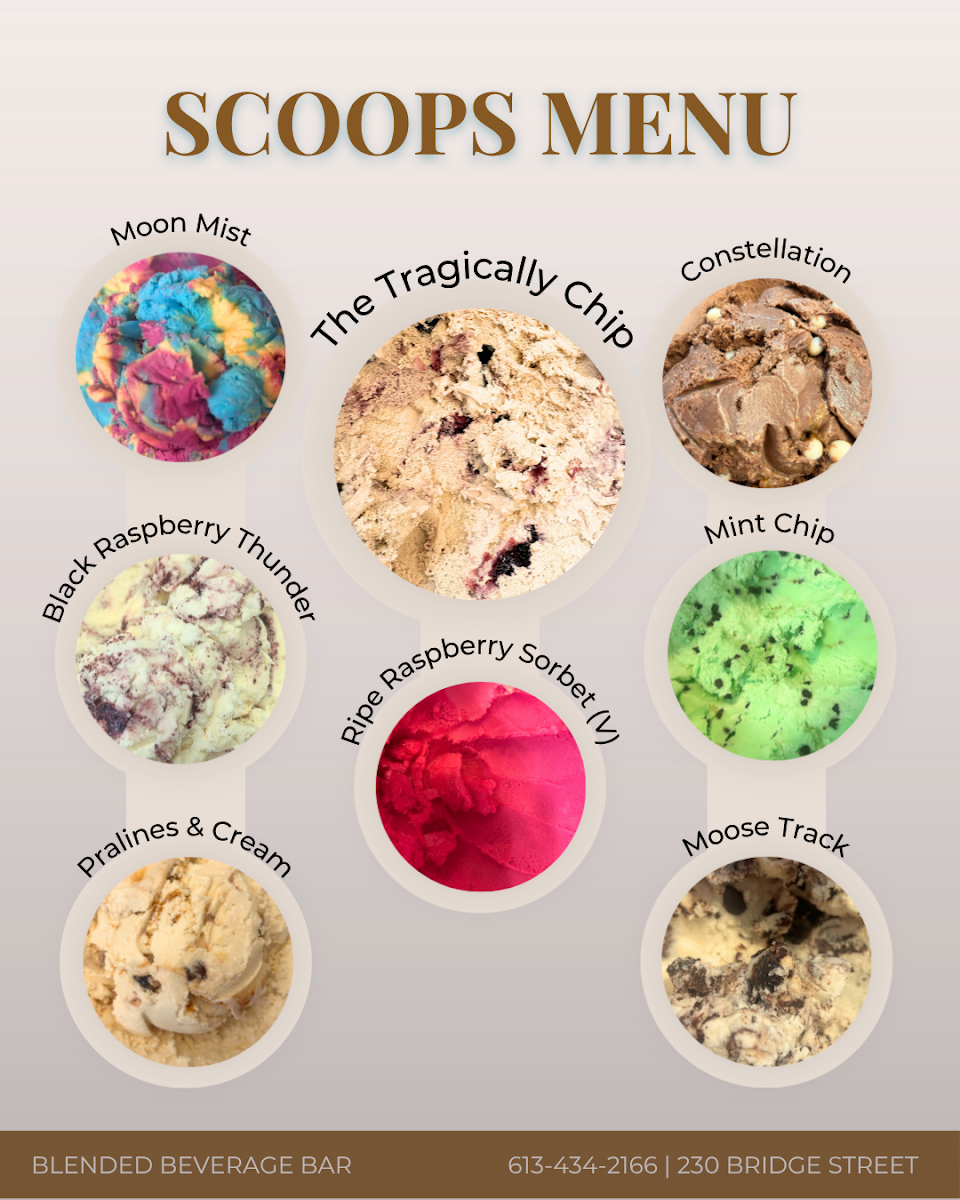 Menu, Blended Beverage Bar