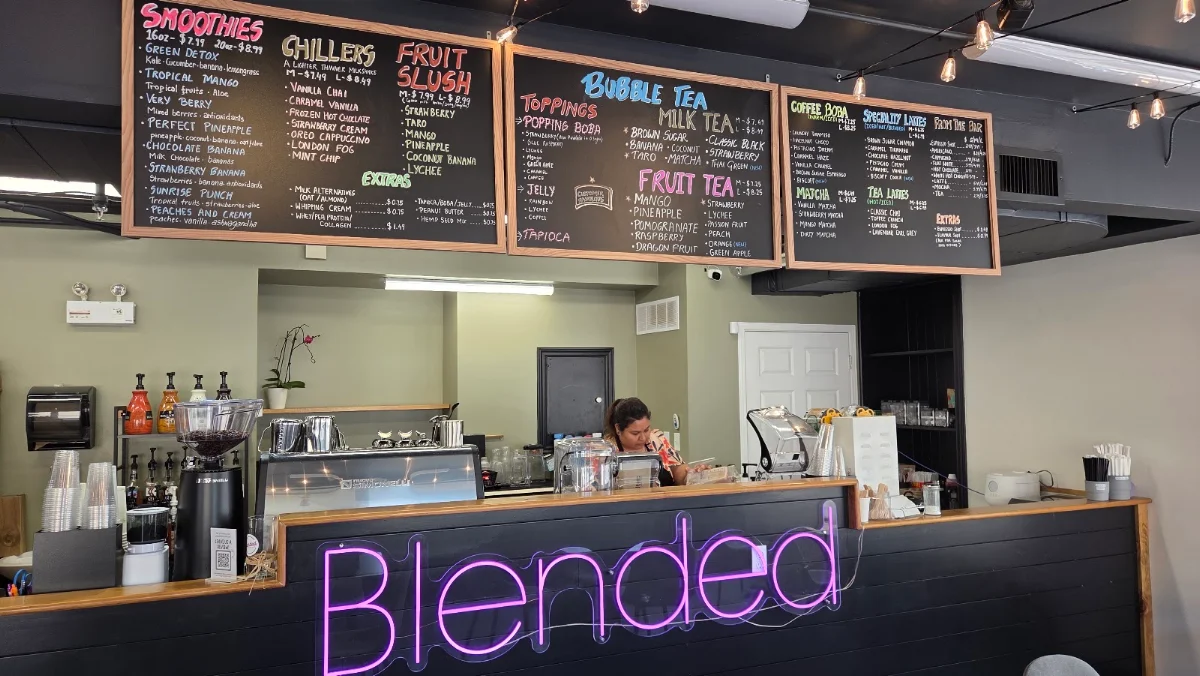 Menu, Blended Beverage Bar