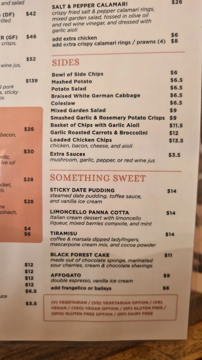 Menu, The Continental European Bar & Bistro