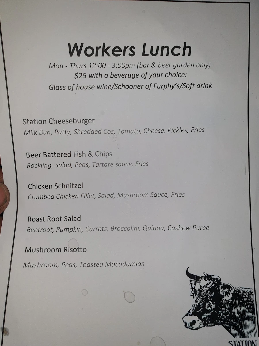 Menu, Station Hotel