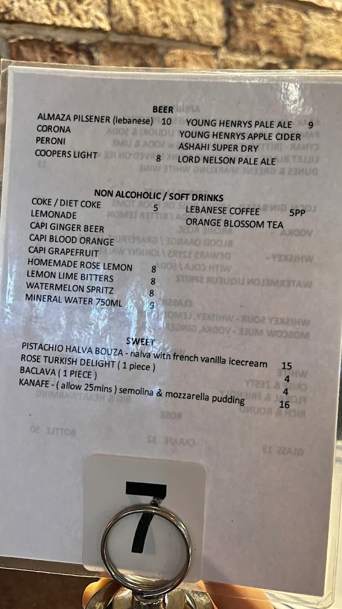 Menu, Emma's Snack Bar