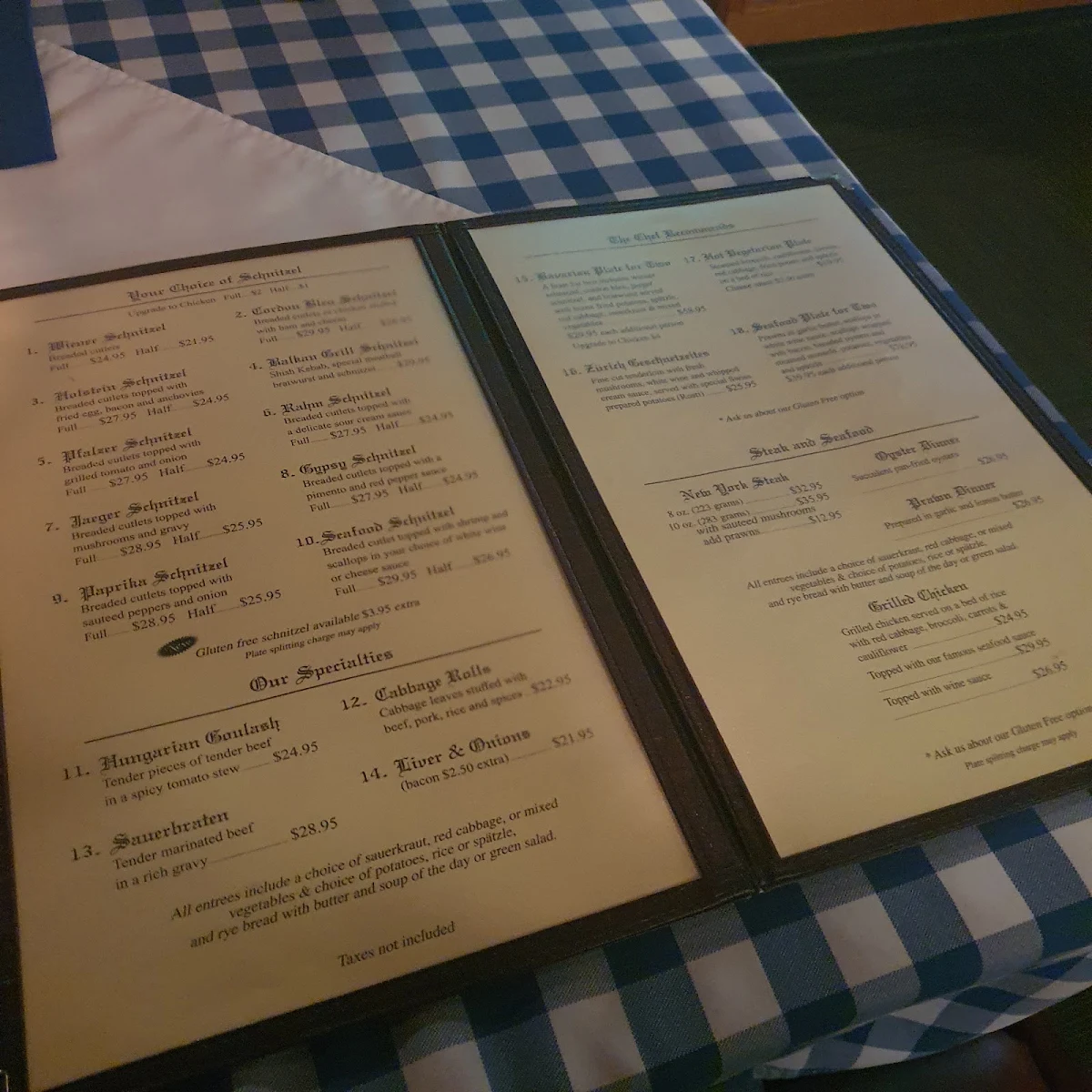 Menu, Little Bavaria Restaurant