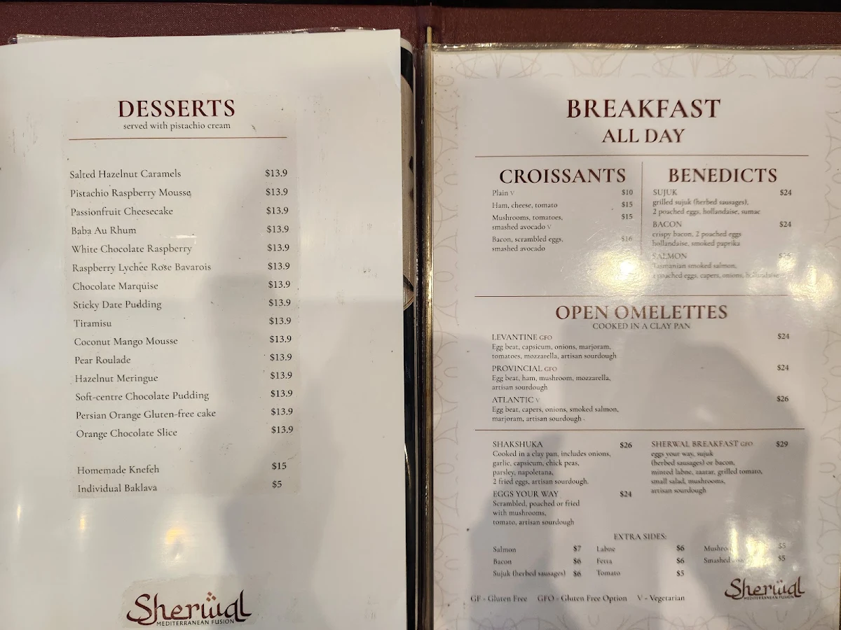 Menu, Sherwal
