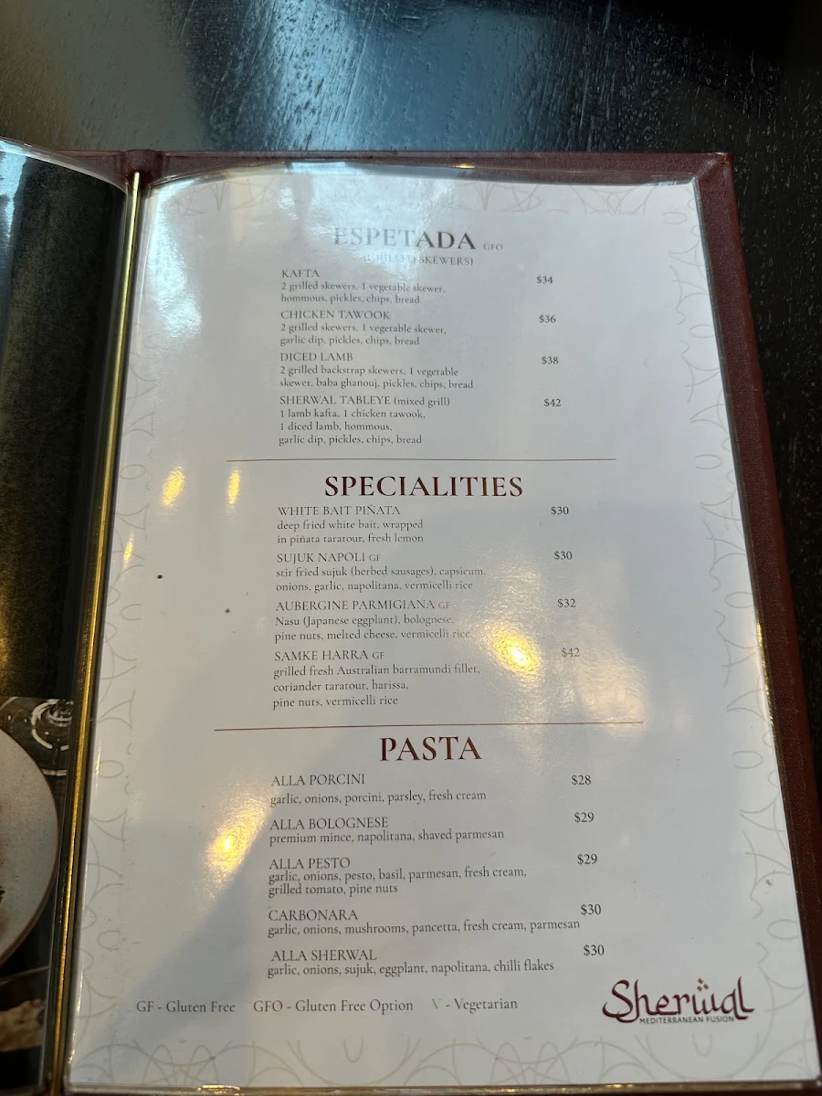 Menu, Sherwal