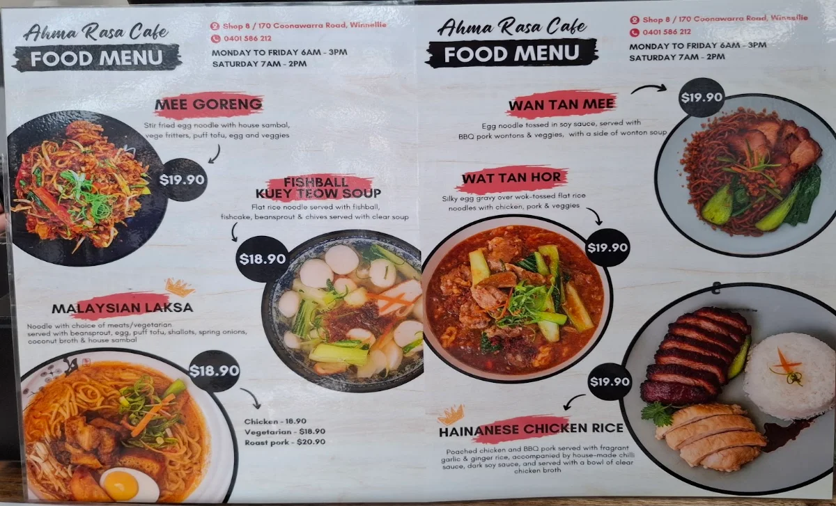 Menu, Ahma Rasa Cafe