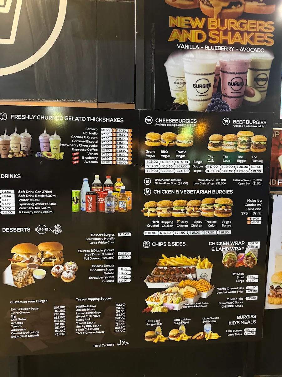 Menu, Burgies Campbellfield