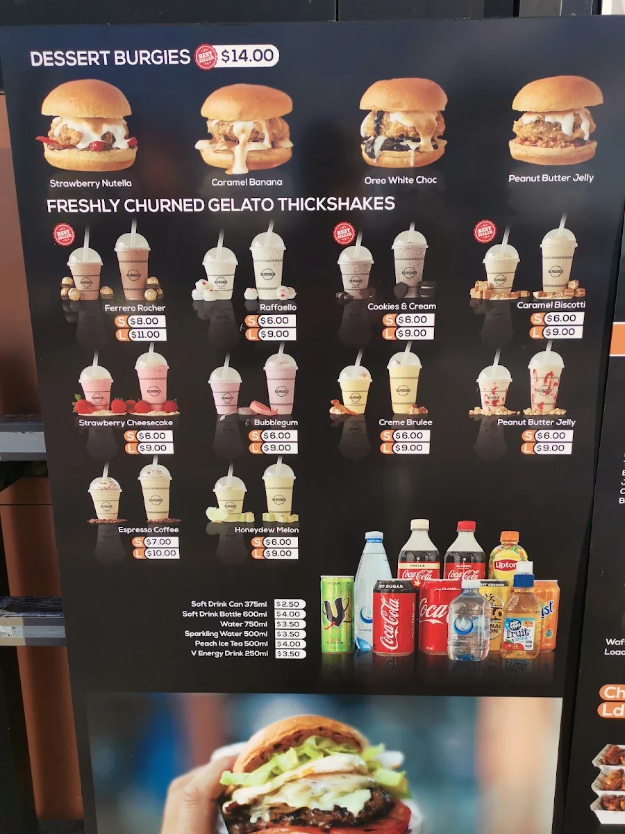 Menu, Burgies Campbellfield