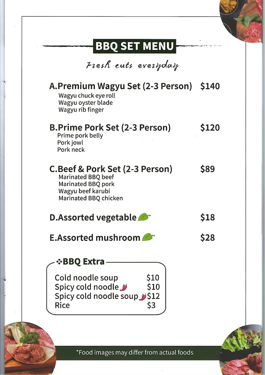 Menu, K Soul BBQ