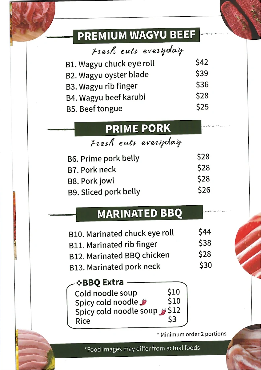 Menu, K Soul BBQ