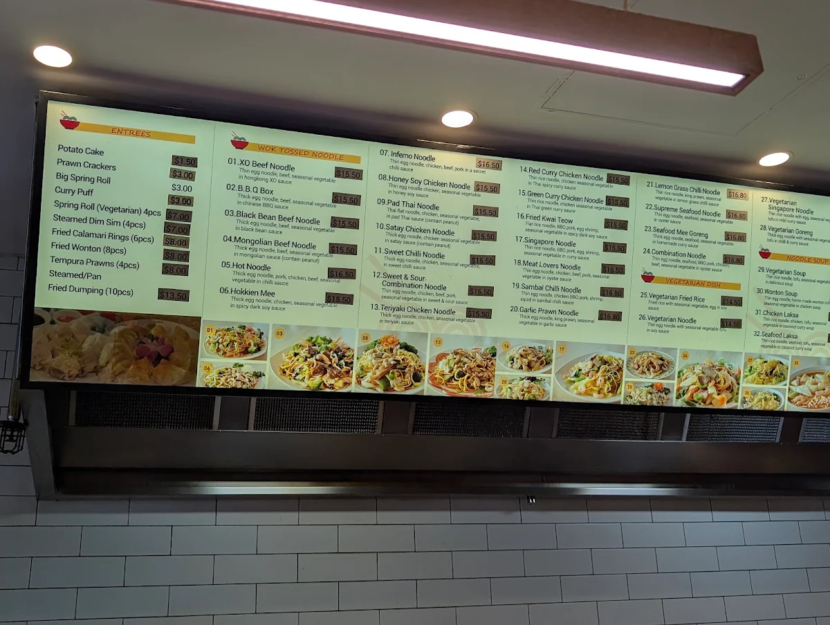 Menu, Keilor Downs Noodle Bar