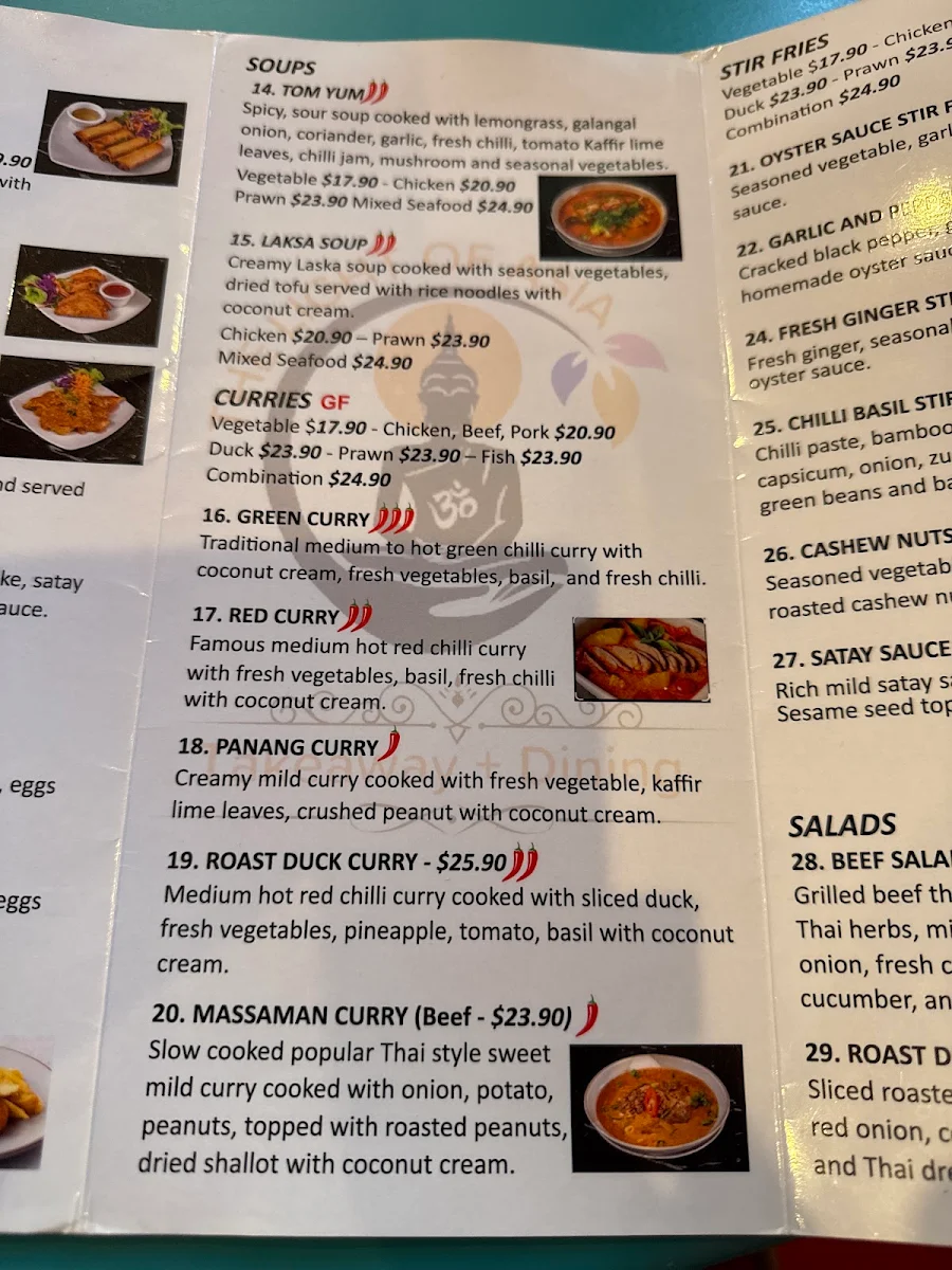Menu, Light Of Asia Bundaberg