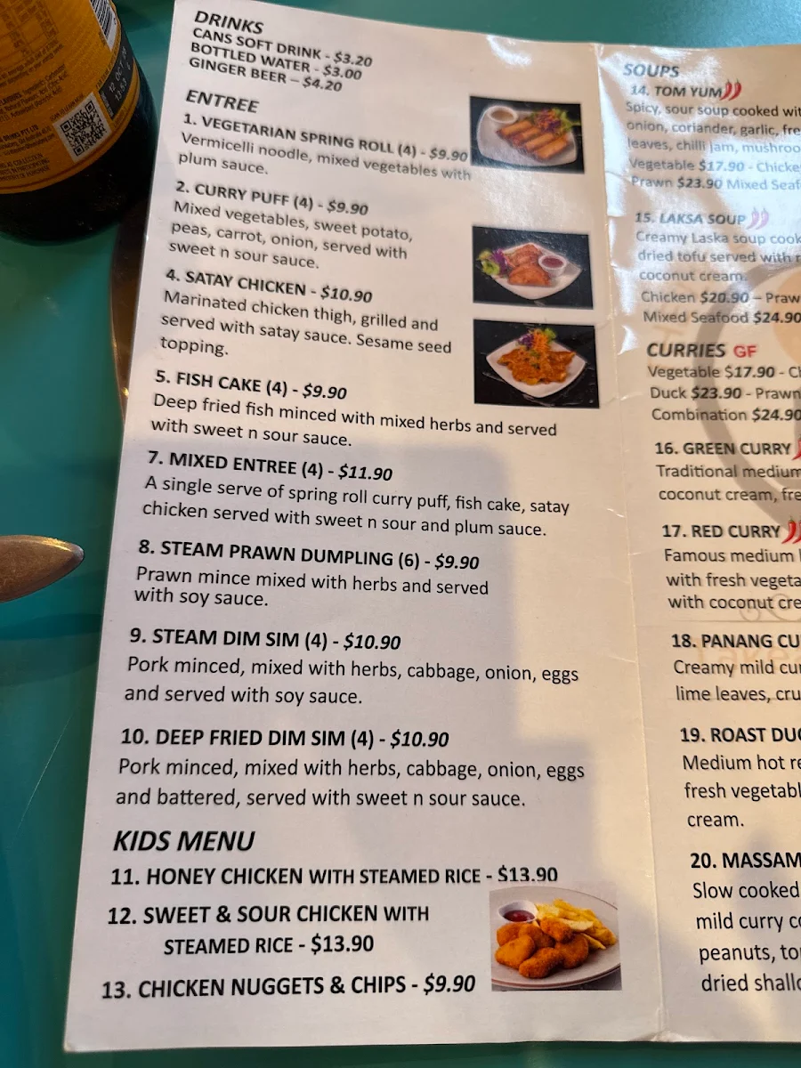 Menu, Light Of Asia Bundaberg