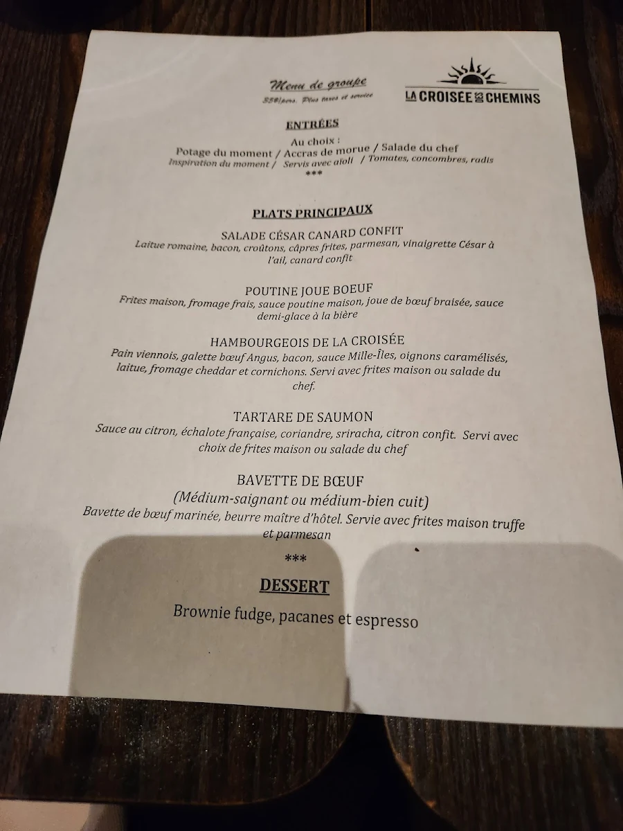 Menu, La Croisée des Chemins