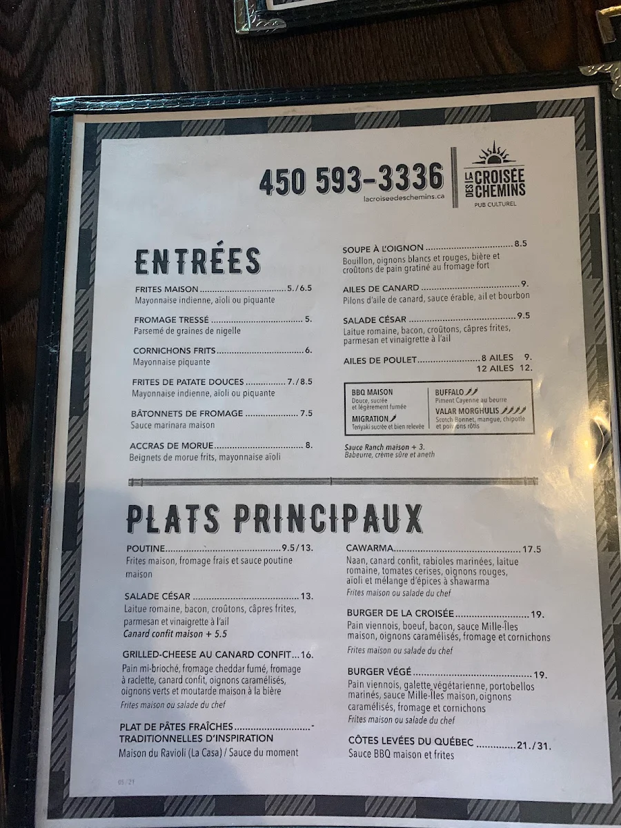 Menu, La Croisée des Chemins