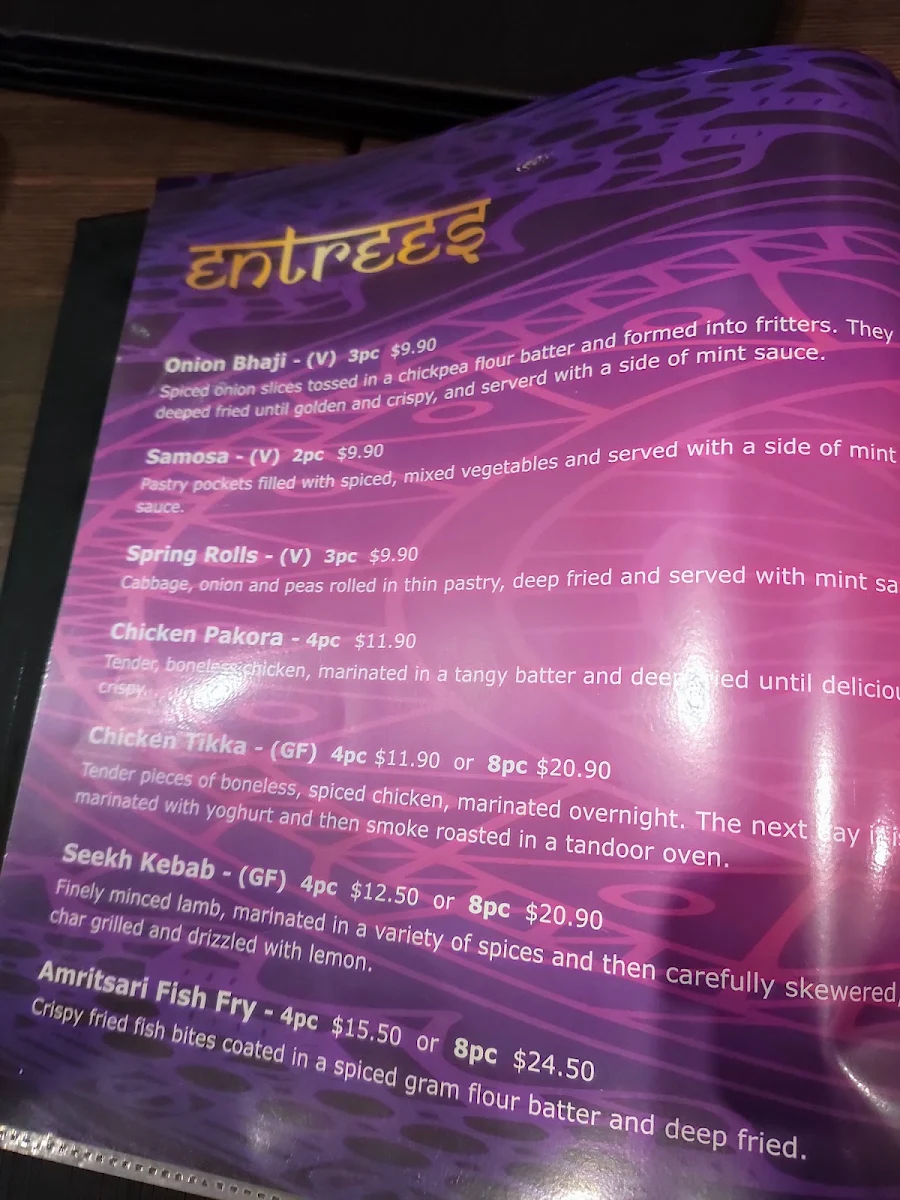 Menu, Taj Indian Restaurant Huskisson