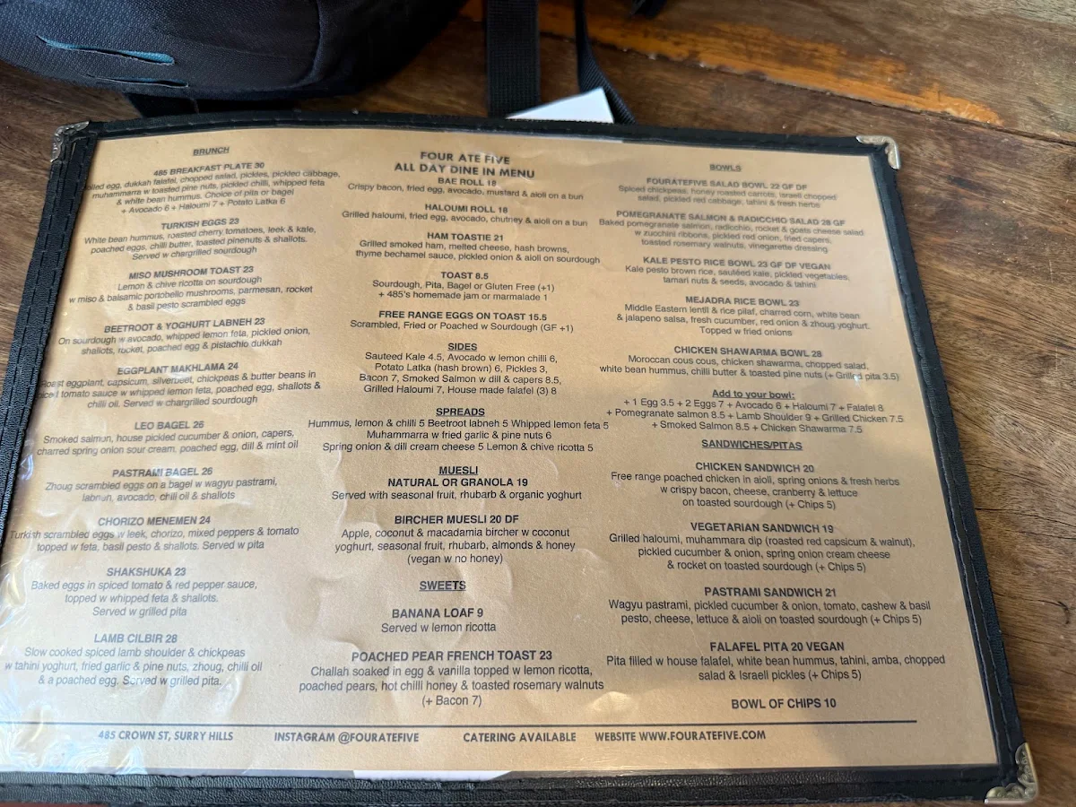 Menu, Four Ate Five