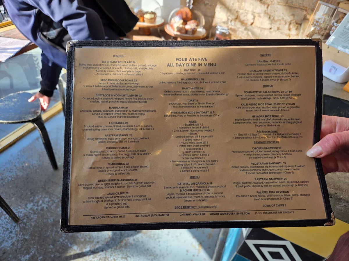 Menu, Four Ate Five