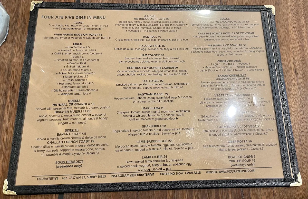 Menu, Four Ate Five
