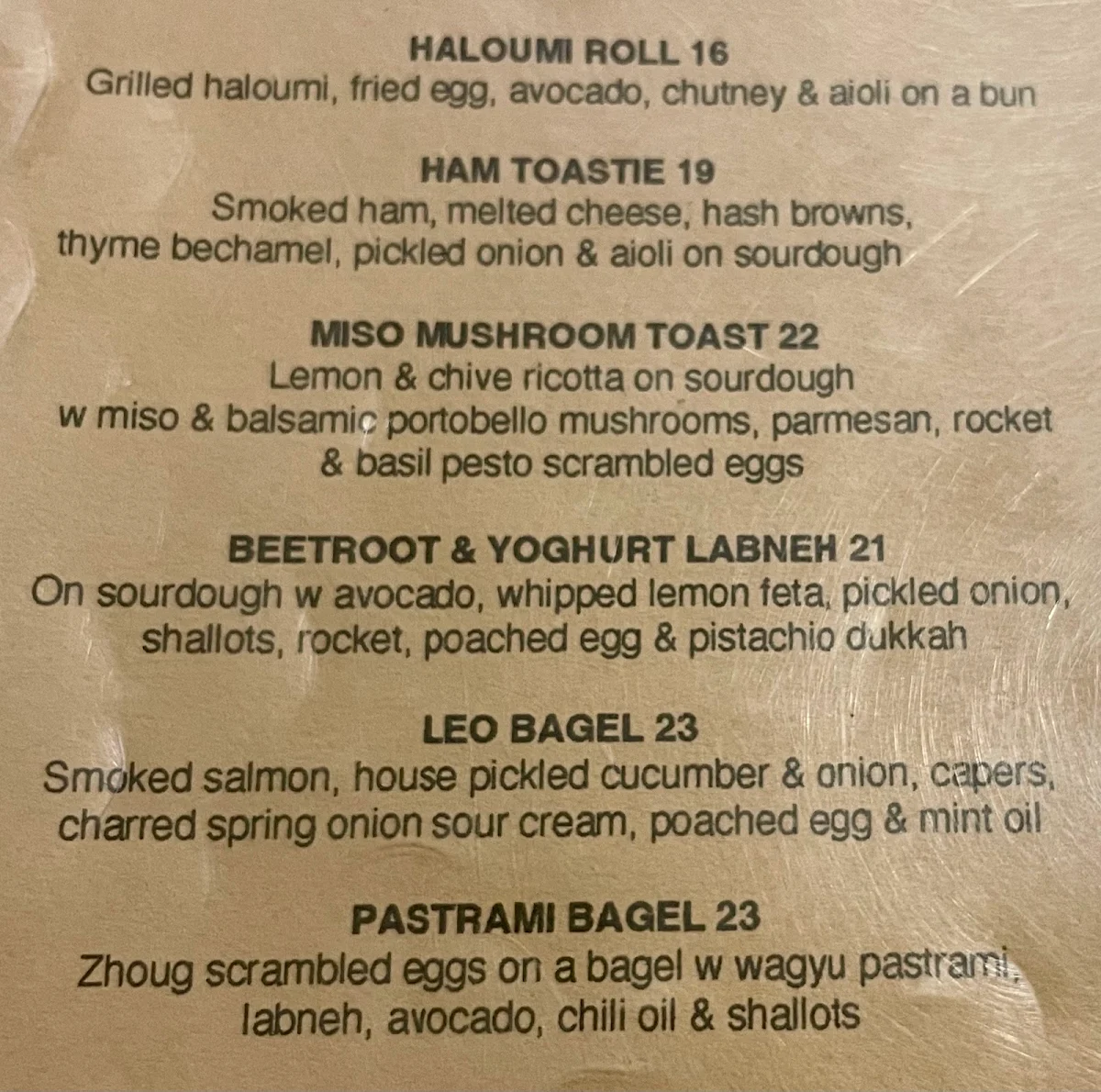 Menu, Four Ate Five