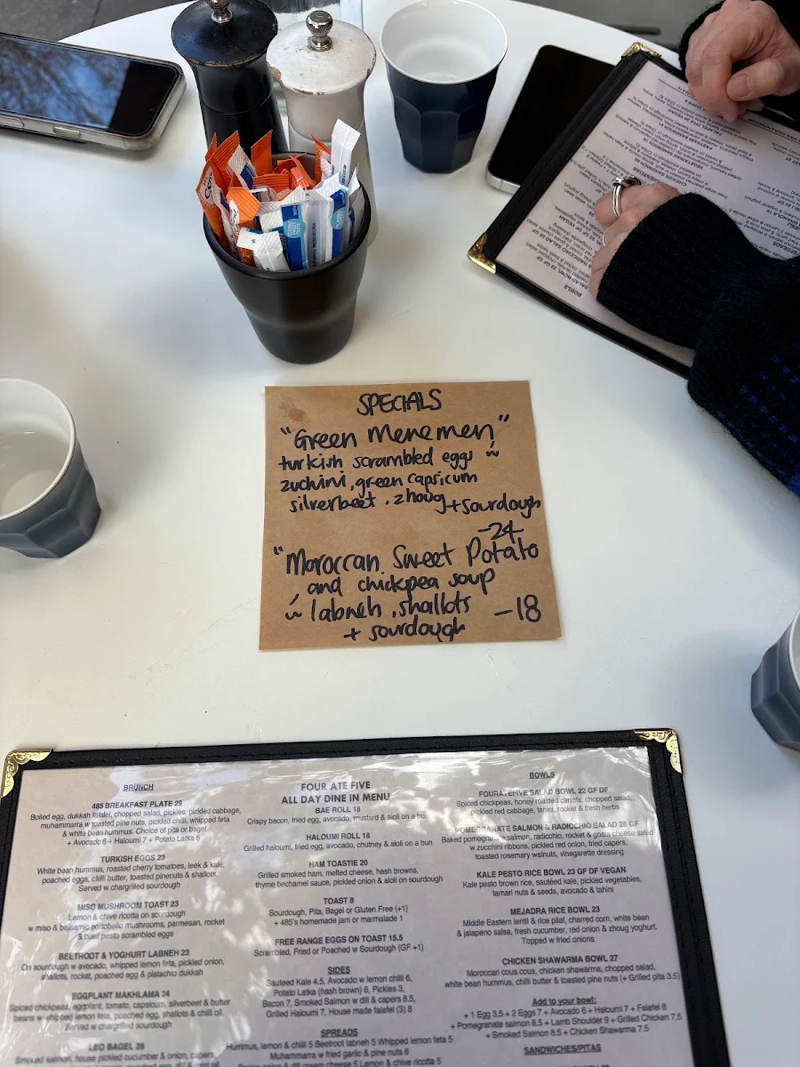 Menu, Four Ate Five