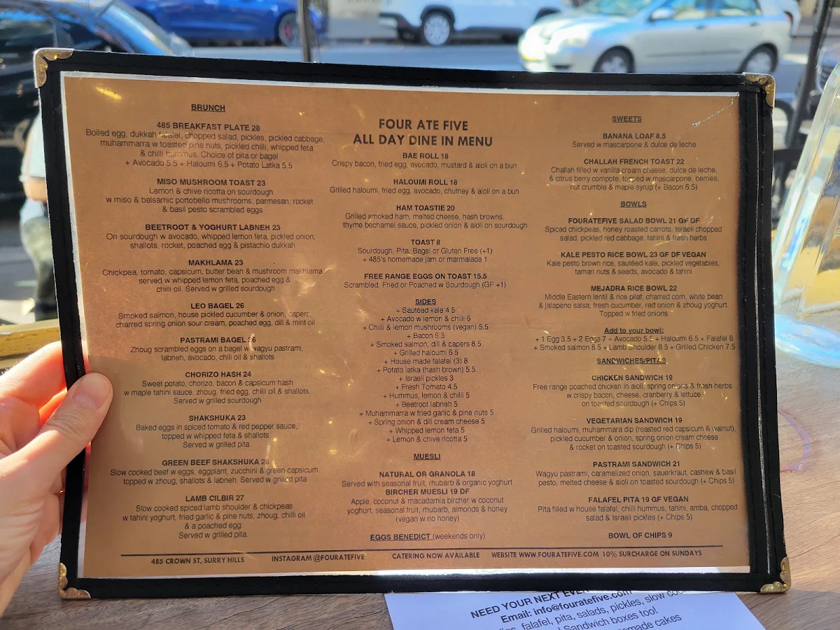 Menu, Four Ate Five