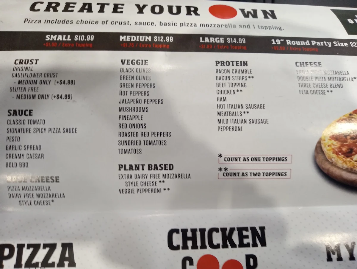 Menu, New Orleans Pizza
