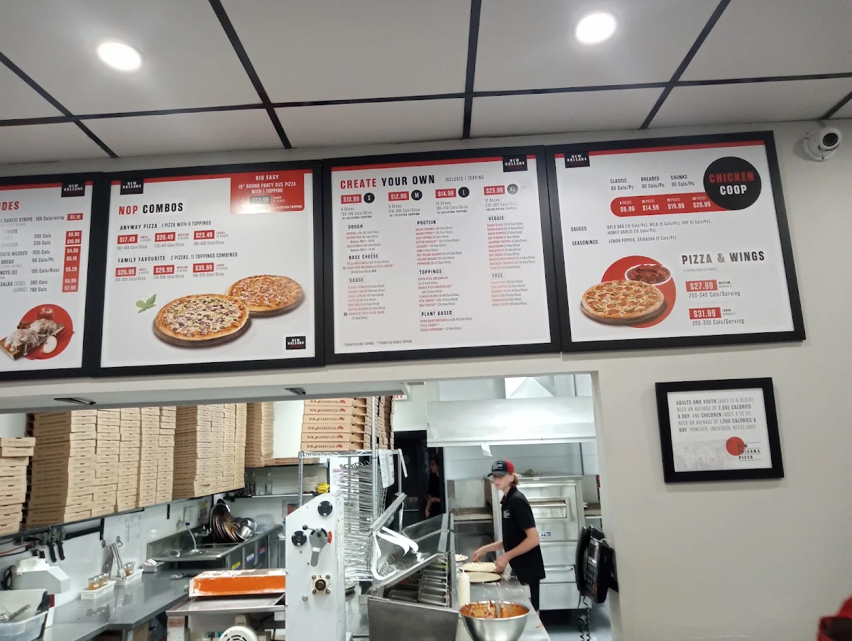 Menu, New Orleans Pizza